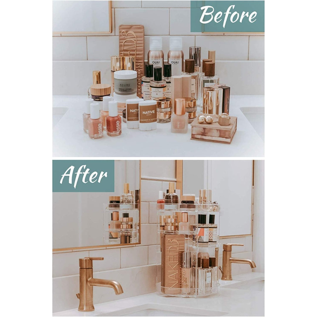 Organisateur de maquillage rotatif à 360 ° en Crystal acrylique تنزوت