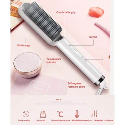 Brosse à cheveux chauffante en céramique 6 niveaux de chaleur 360° – Lisseur HQT-909B تنزوت