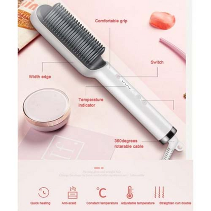 Brosse à cheveux chauffante en céramique 6 niveaux de chaleur 360° – Lisseur HQT-909B تنزوت