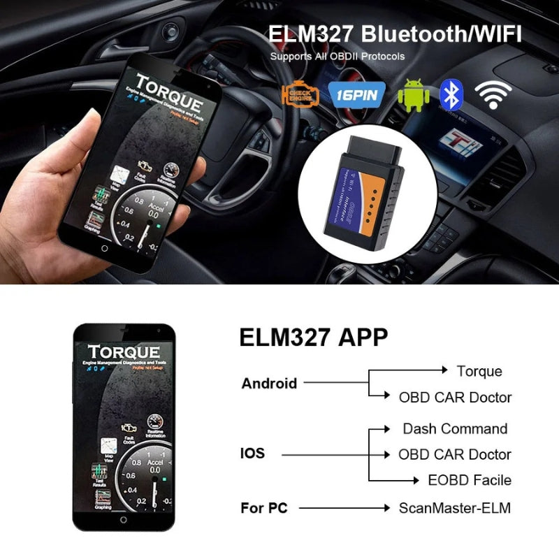 Outils de Diagnostic de Voiture, Scanner V1.5 OBD2, SAE J1850, Bluetooth/wifi, pour Android /ISO 9141 Vgate Icar2, Lecteur de Code - تنزوت