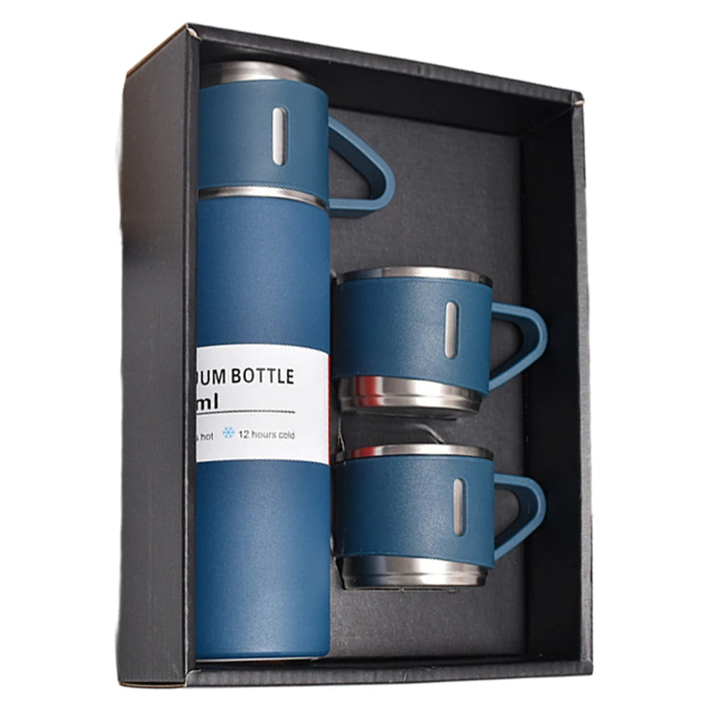 Ensemble Thermos avec 3 tasses thermique 500ml en acier inoxydable تنزوت