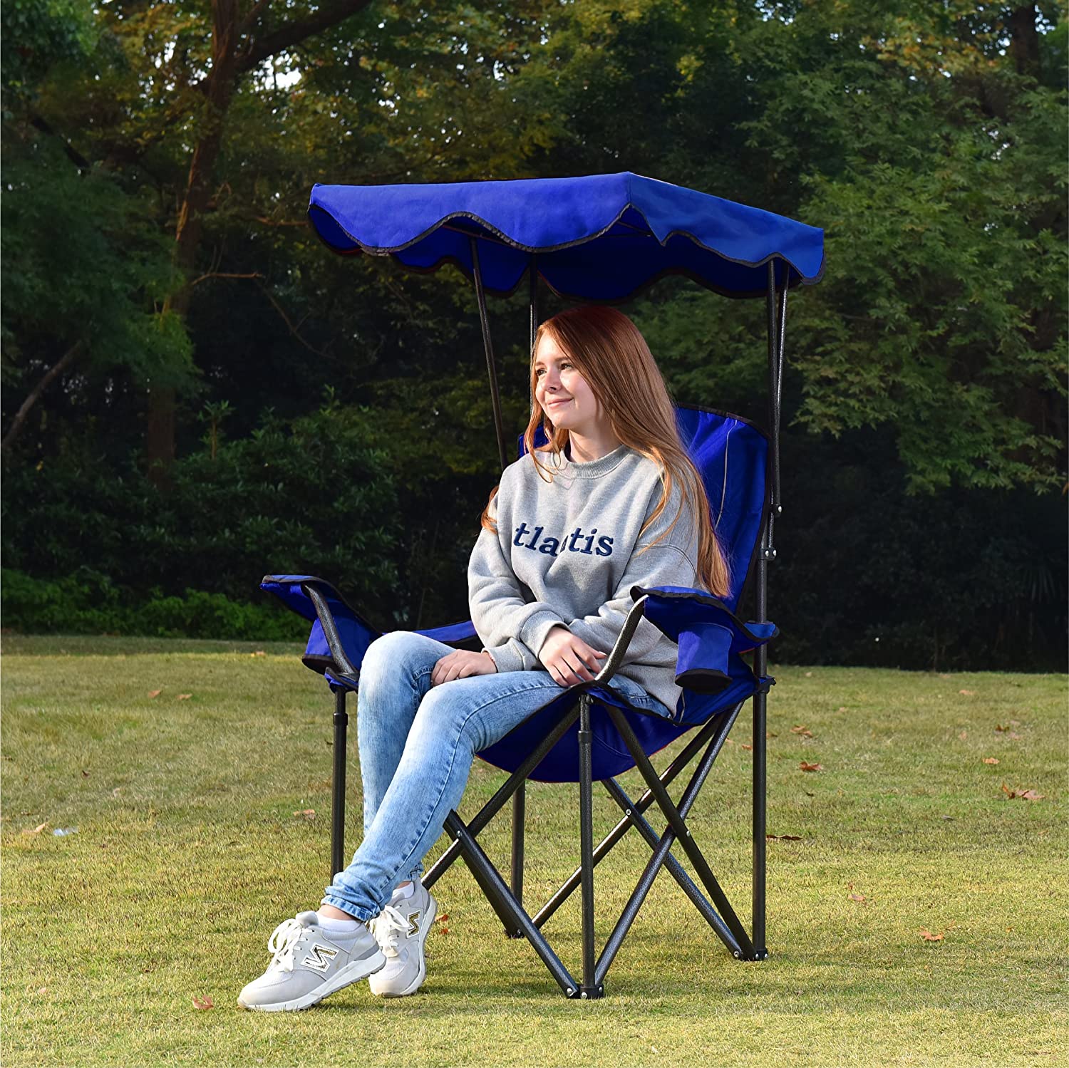 Chaise Longue Pliable Avec Porte Goblet Et Ombrelle تنزوت