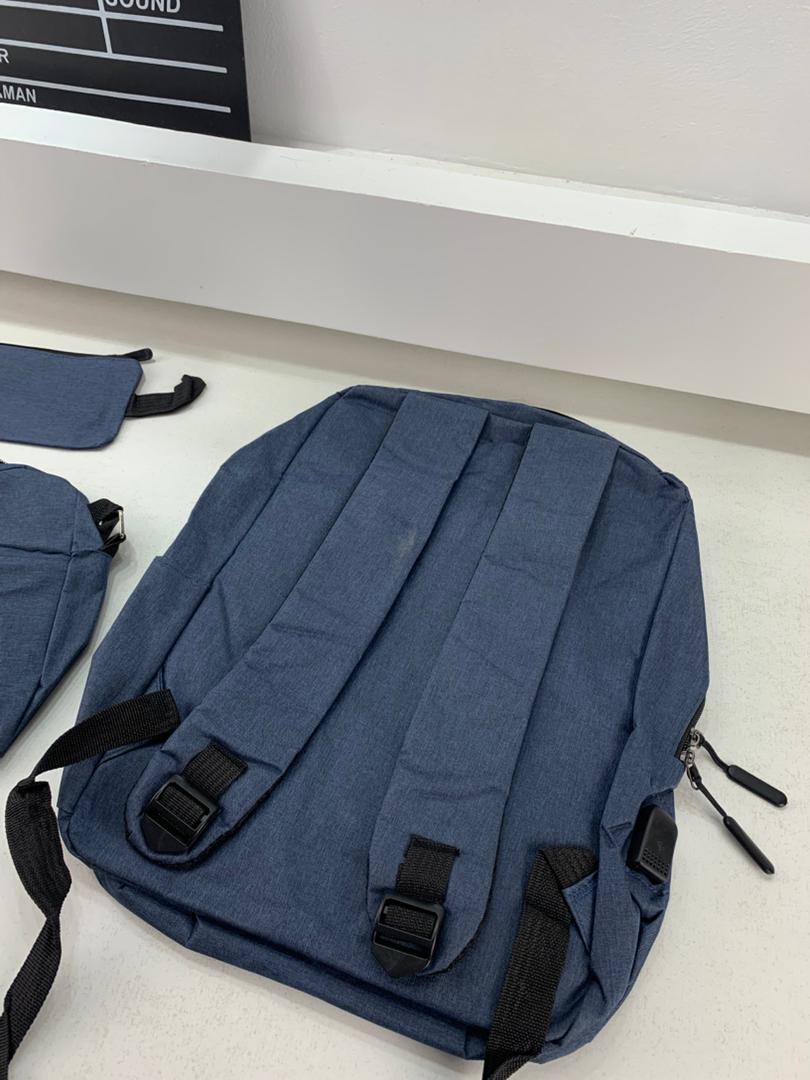 Sac à dos homme avec sac bandoulière et trousse 3en1 bleu 2775-11 – محفظة ظهر رجالية 3 قطع أزرق تنزوت
