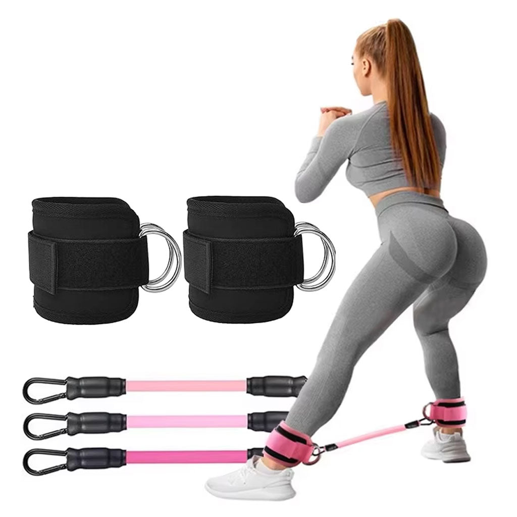 Bandes de résistance pour les jambes avec sangle de cheville 5Pcs – طقم أشرطة تدريب قابلة للتمدد تنزوت