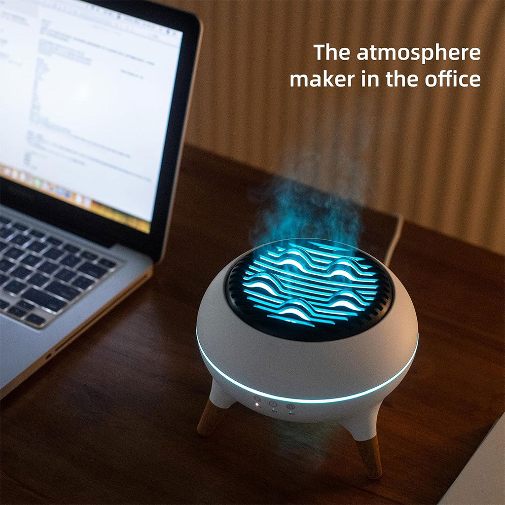 Diffuseur d’huiles essentielles ultrasonique 350 ml avec télécommande et lumières – جهاز تعطير الجو تنزوت