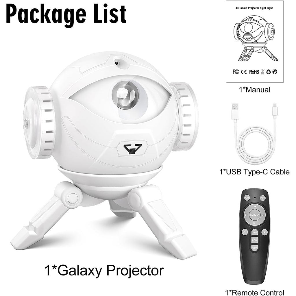 Projecteur Galaxie Astronaute éclairage étoilé réglable à 360° avec télécommande – جهاز عرض نجوم ومكبر صوت تنزوت