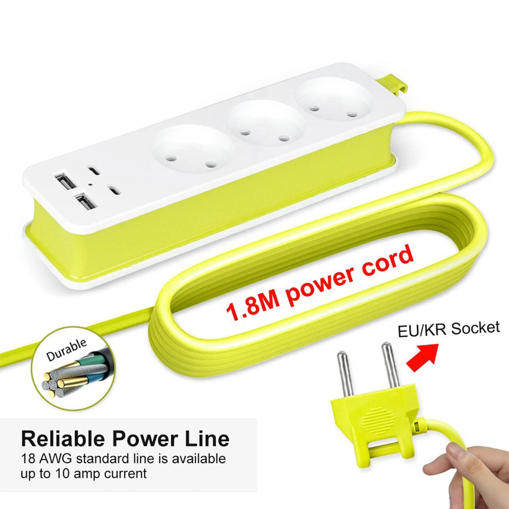AVEL Multiprise 3 Sockets avec 4 ports USB Cordon 1,8 m Enroulable – مقبس طاقة مع منافذ شحن تنزوت