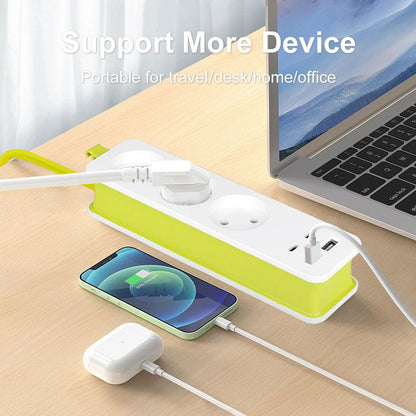 AVEL Multiprise 3 Sockets avec 4 ports USB Cordon 1,8 m Enroulable – مقبس طاقة مع منافذ شحن تنزوت