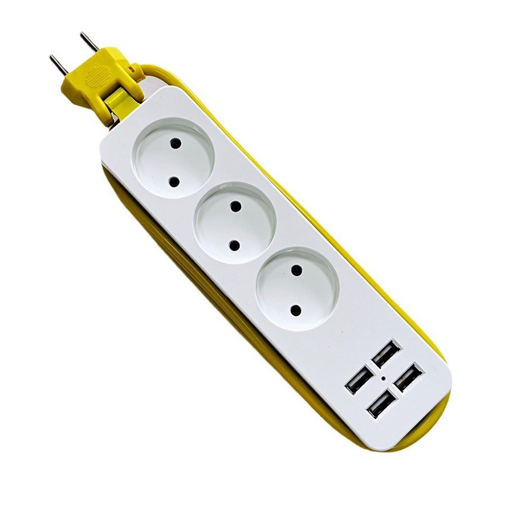 AVEL Multiprise 3 Sockets avec 4 ports USB Cordon 1,8 m Enroulable – مقبس طاقة مع منافذ شحن تنزوت