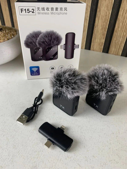 Double-Microphone-Sans-Fil-Professionnel-2en1-pour-iPhone-et-Android-F15-2-ميكروفون-لاسلكي-2قطع-متعدد-المنافذ.png