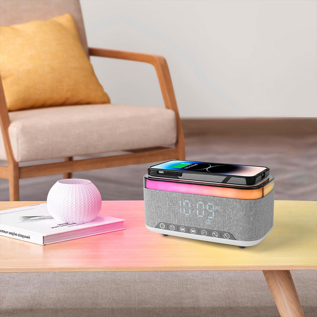 Haut-parleur Bluetooth intelligent, veilleuse créative de bureau, chargeur audio sans fil, lumière d’ambiance de chevet - تنزوت