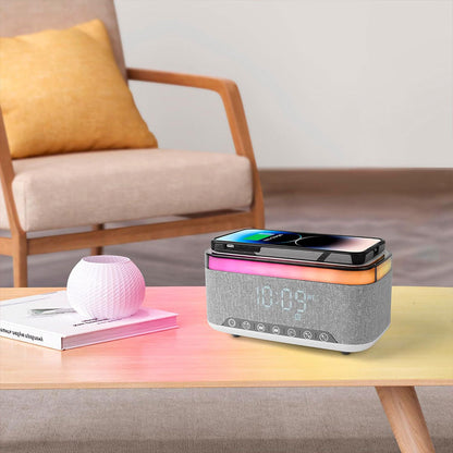 Haut-parleur Bluetooth intelligent, veilleuse créative de bureau, chargeur audio sans fil, lumière d’ambiance de chevet - تنزوت