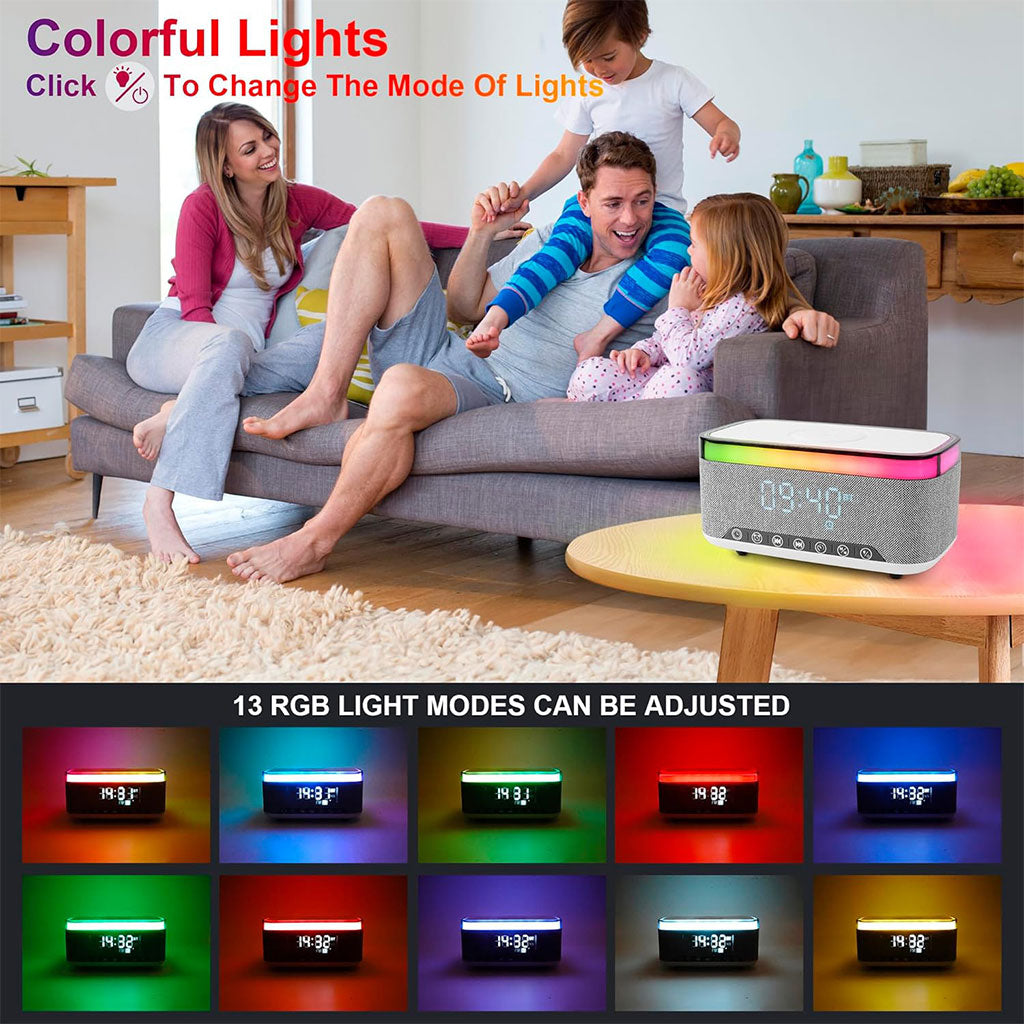 Haut-parleur Bluetooth intelligent, veilleuse créative de bureau, chargeur audio sans fil, lumière d’ambiance de chevet - تنزوت