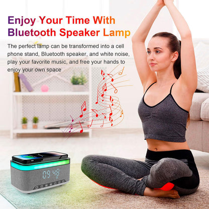 Haut-parleur Bluetooth intelligent, veilleuse créative de bureau, chargeur audio sans fil, lumière d’ambiance de chevet - تنزوت