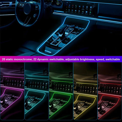 Bande lumineuse LED en néon RGB pour intérieur de voiture, éclairage suivi son d'ambiance Avec app et télécommande - تنزوت