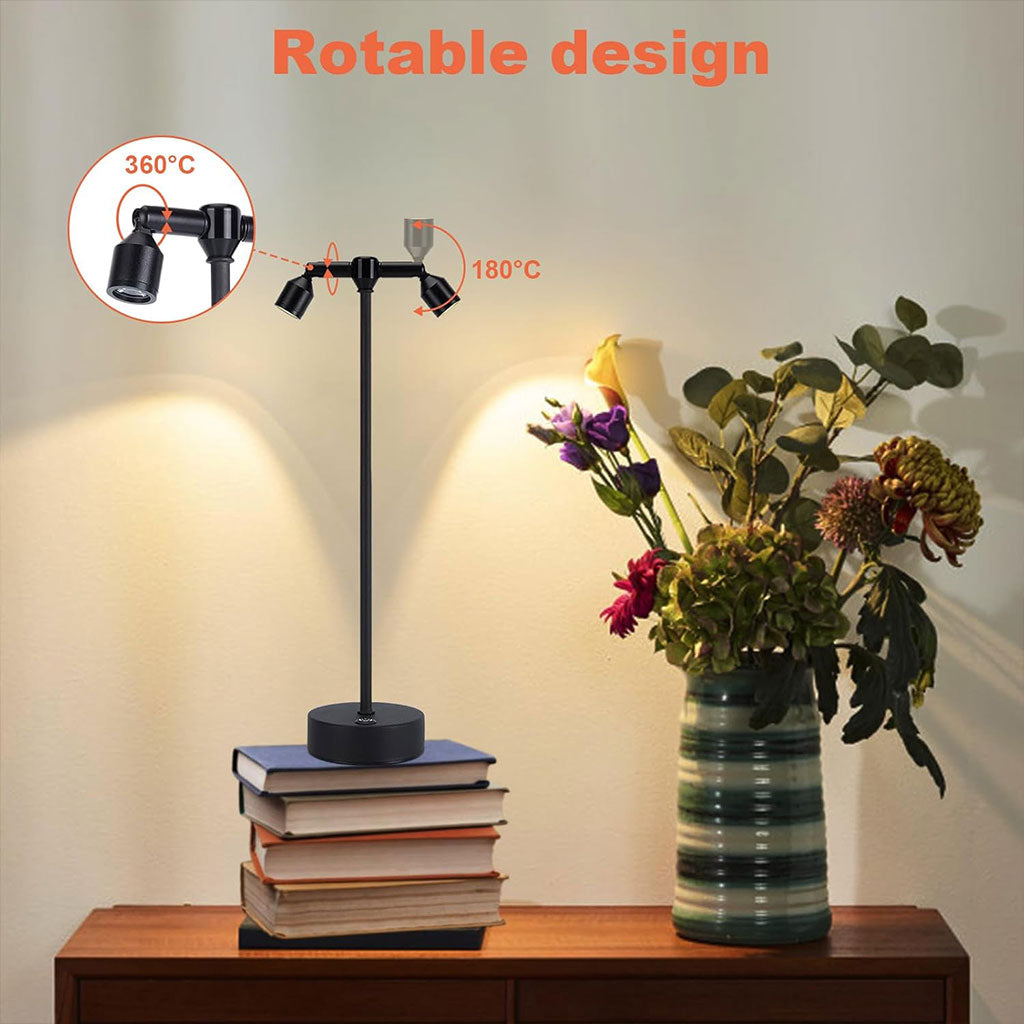 Lampe de bureau LED rétro à double tête rotative à 360 degré – مصباح مكتب بعدة أوضاع إضاءة تنزوت