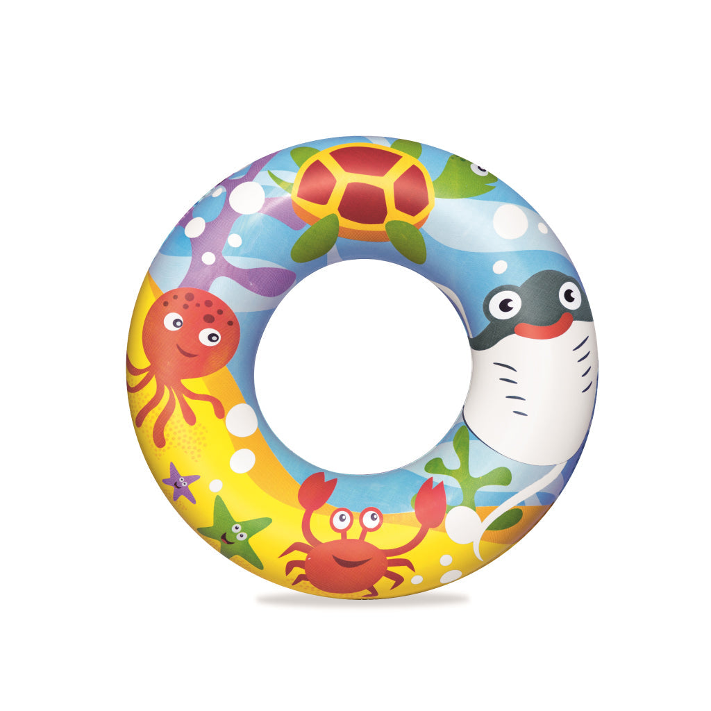 Piscine Ronde Gonflable Avec Bouée Et Ballon De Plage 122 x 20 cm Bestway #51124 تنزوت