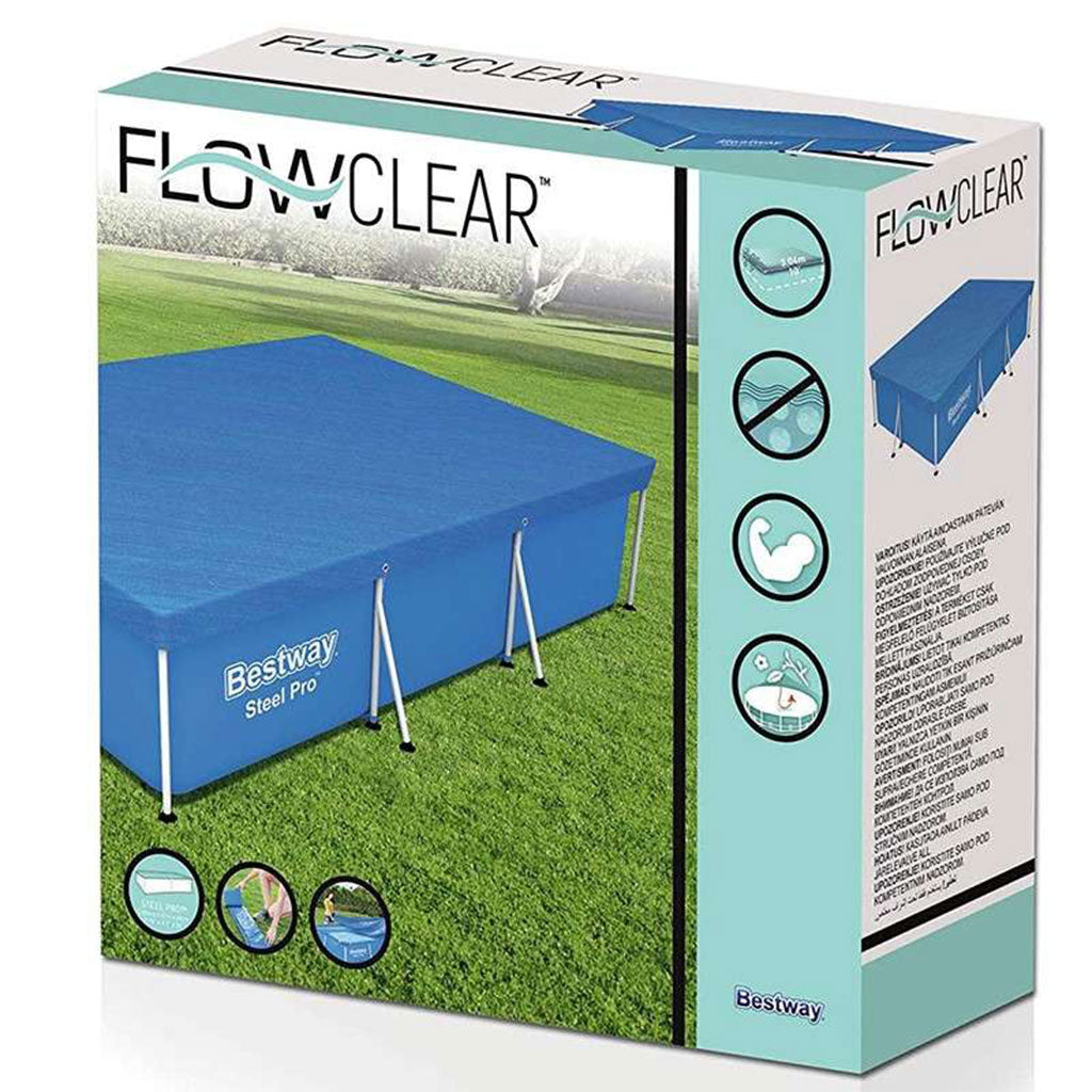 Grand bâche de piscine rectangulaire en polyéthylène 300 x 201 cm Bestway 58106 – غطاء مسبح تنزوت