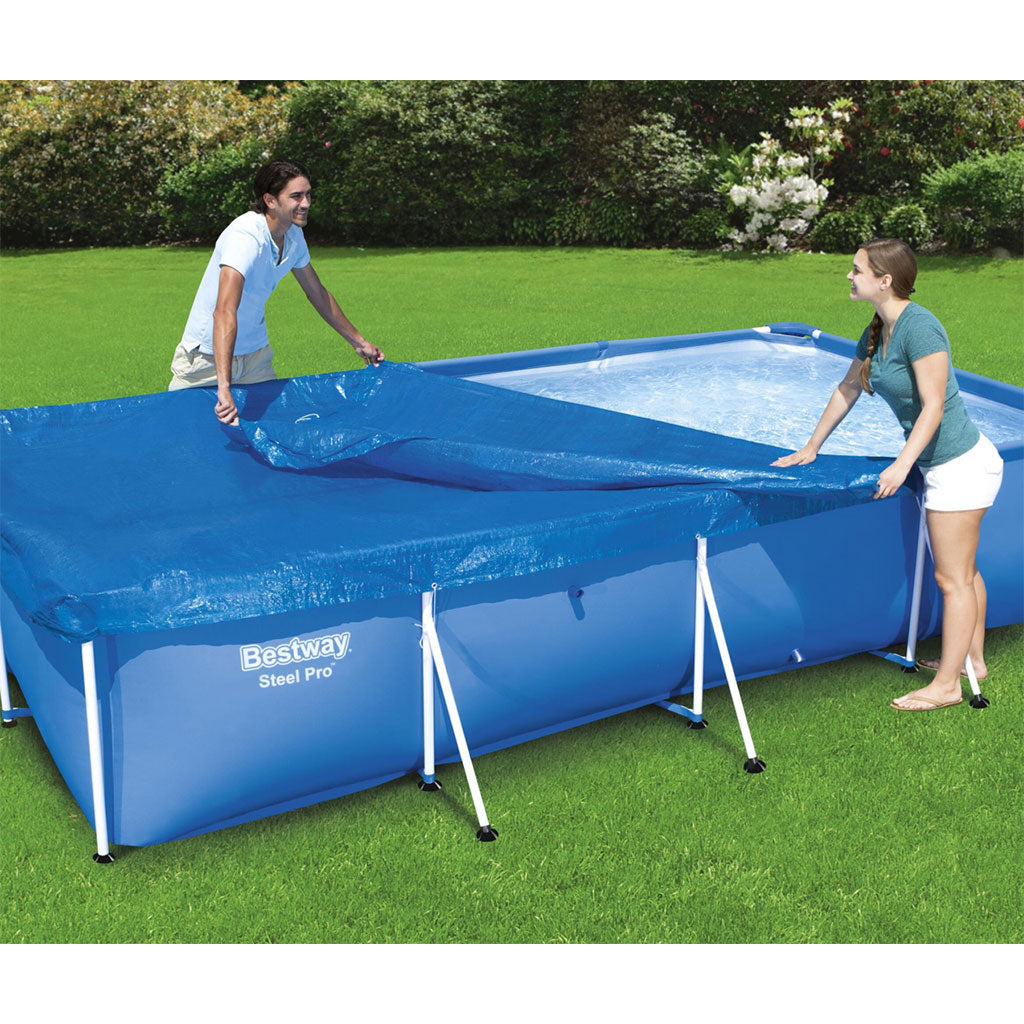 Grande bâche de piscine rectangulaire en polyéthylène 400 x 211 cm Bestway 58107 – غطاء مسبح تنزوت