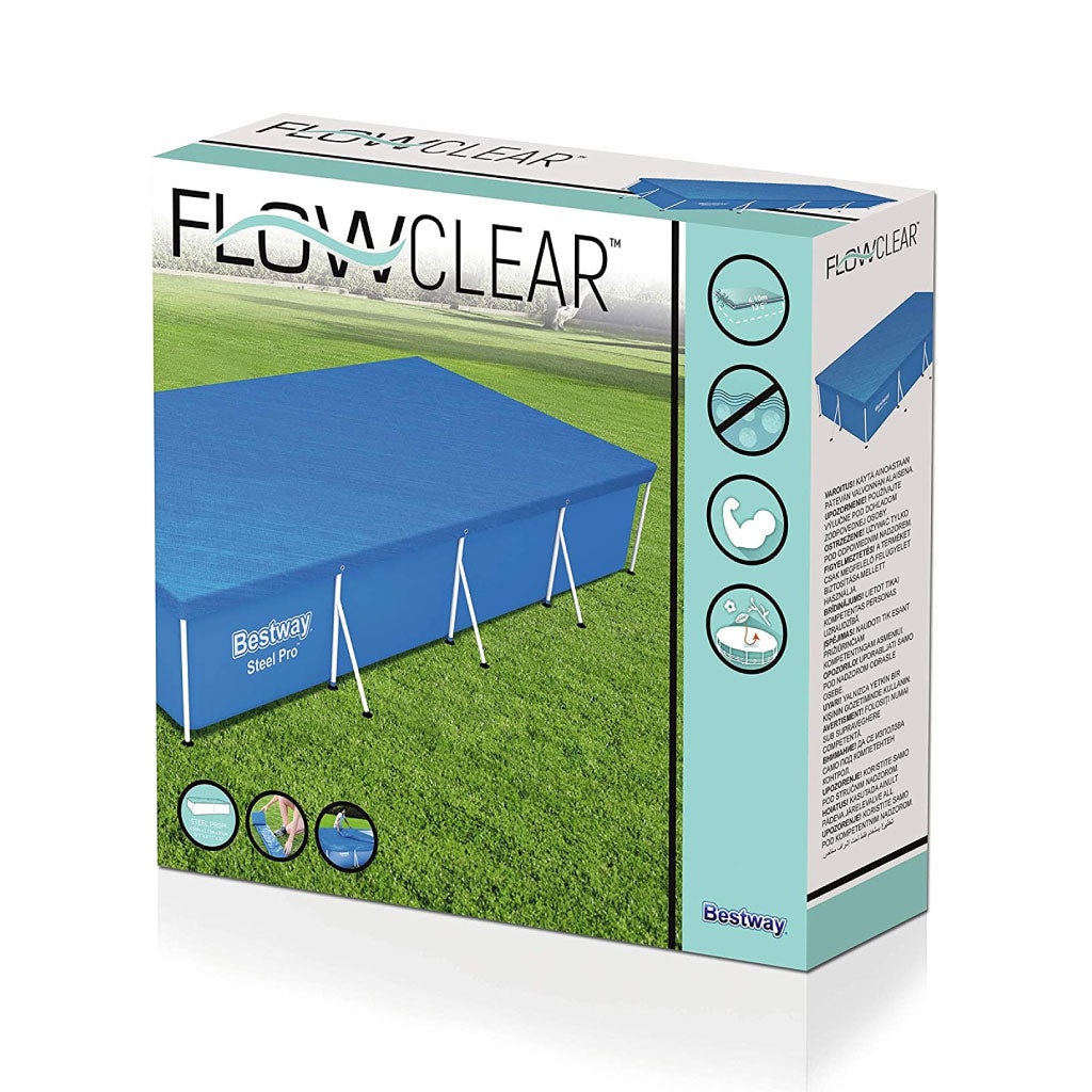 Grande bâche de piscine rectangulaire en polyéthylène 400 x 211 cm Bestway 58107 – غطاء مسبح تنزوت