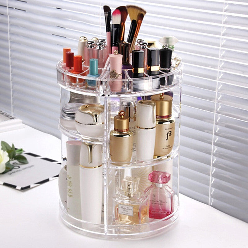 Organisateur de maquillage rotatif à 360 ° en Crystal acrylique تنزوت