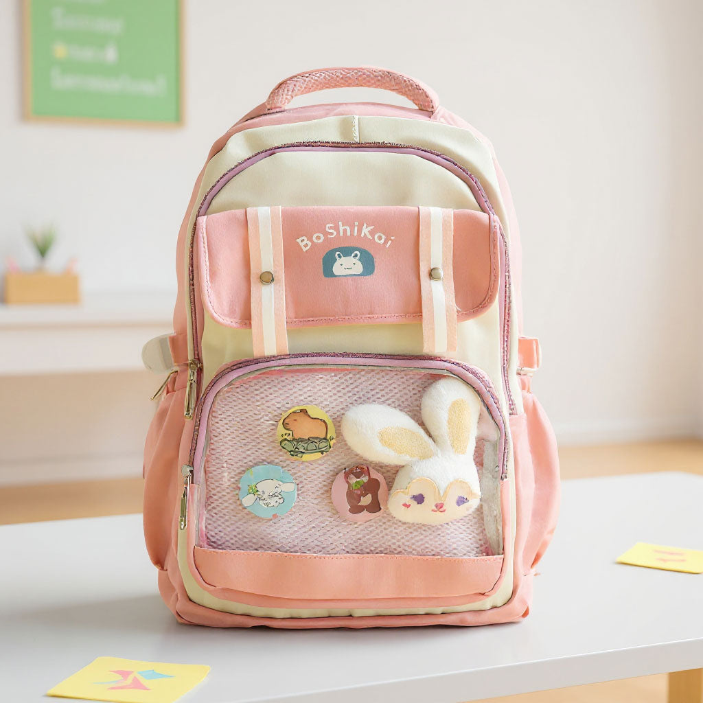 Sac à Dos Scolaire pour Enfants Style Kawaii BoShiKai Rose – حقيبة ظهر مدرسية للأطفال وردي تنزوت