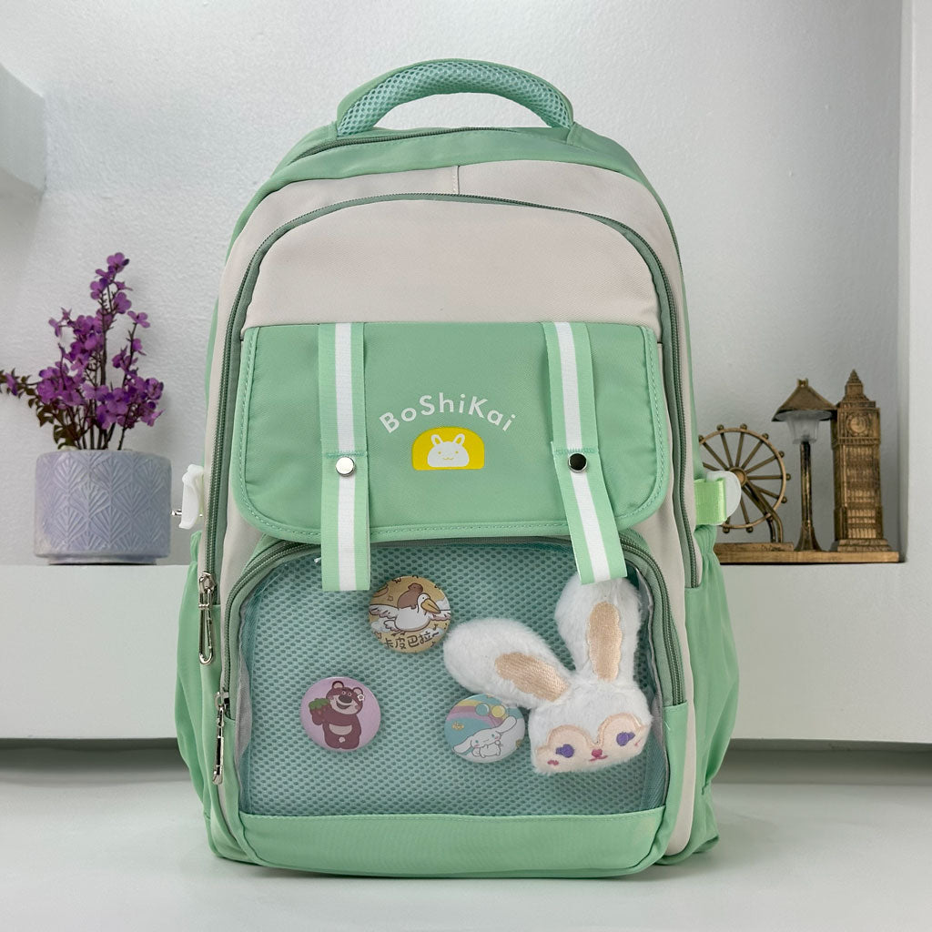 Sac à Dos Scolaire pour Enfants Style Kawaii BoShiKai Vert – حقيبة ظهر مدرسية للأطفال أخضر تنزوت