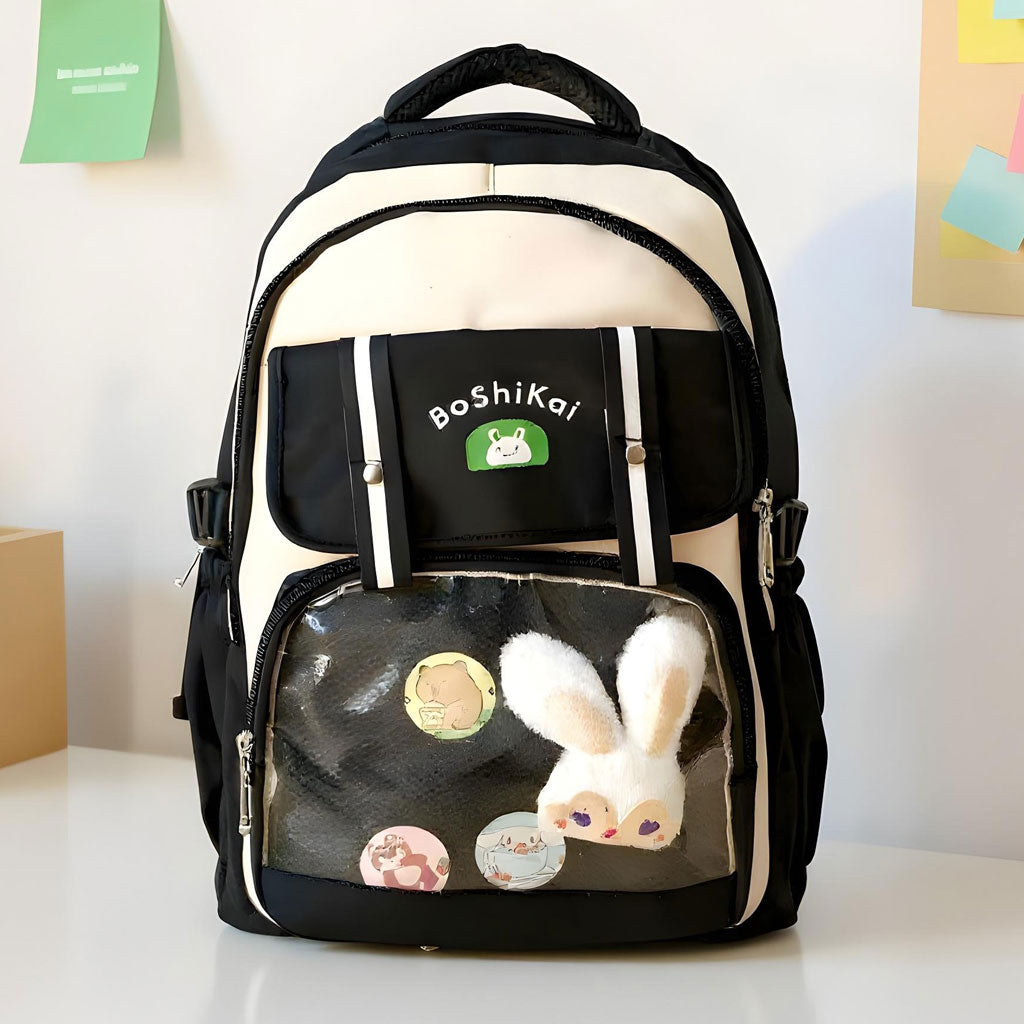 Sac à Dos Scolaire pour Enfants Style Kawaii BoShiKai Noir – حقيبة ظهر مدرسية للأطفال أسود تنزوت