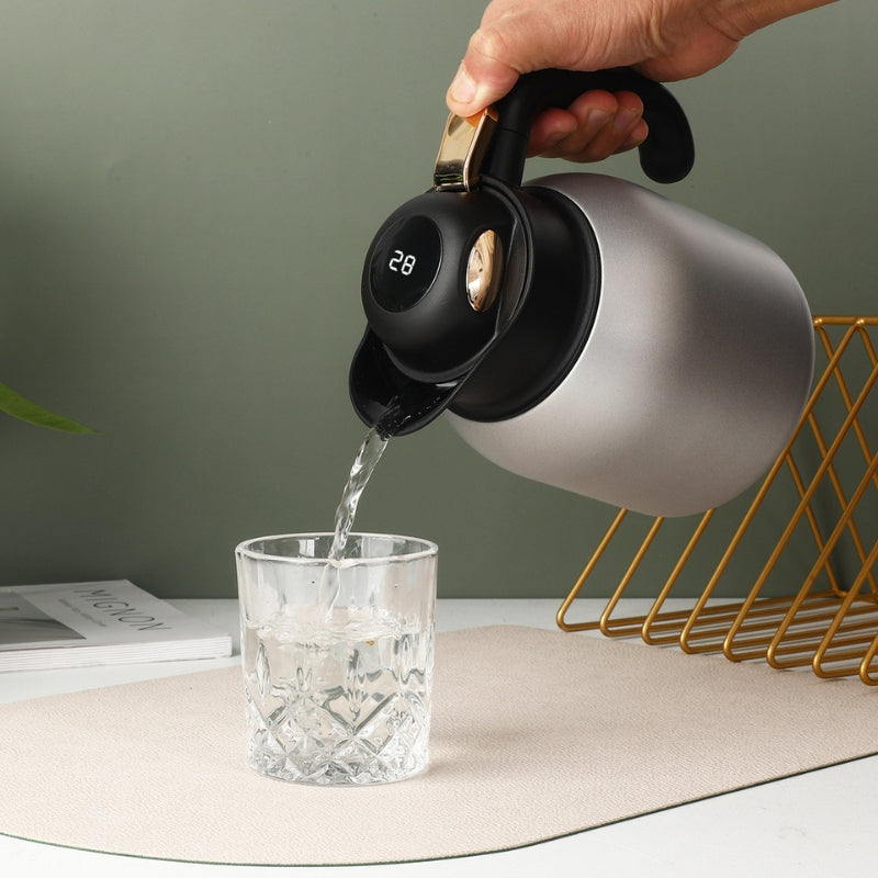 Pichet isotherme , avec bac à thé divisé et couvercle d’affichage de la température en acier inoxydable 304 1100 ml تنزوت