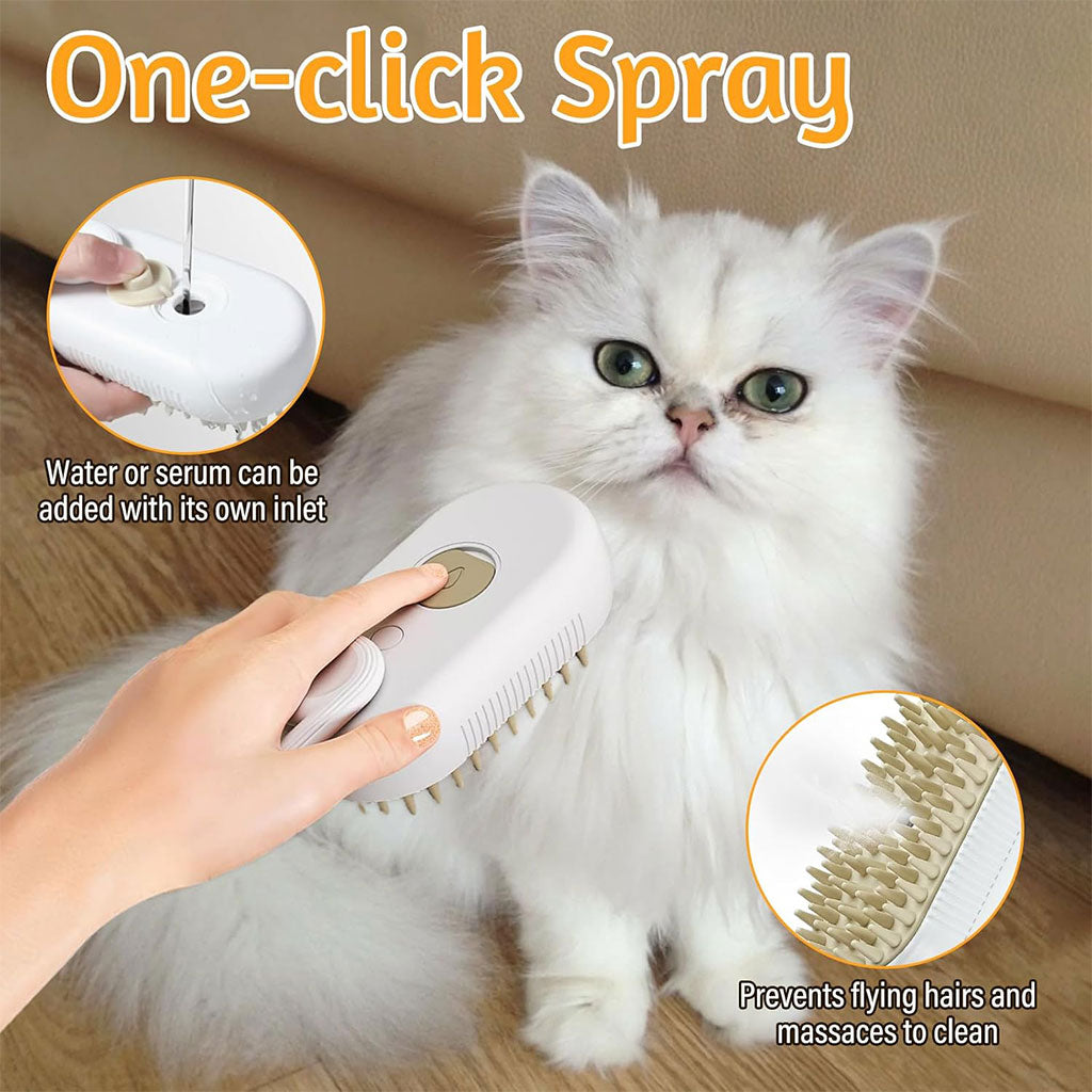 Brosse à vapeur pour chat autonettoyante 3en1 – فرشة تنظيف القطط تنزوت