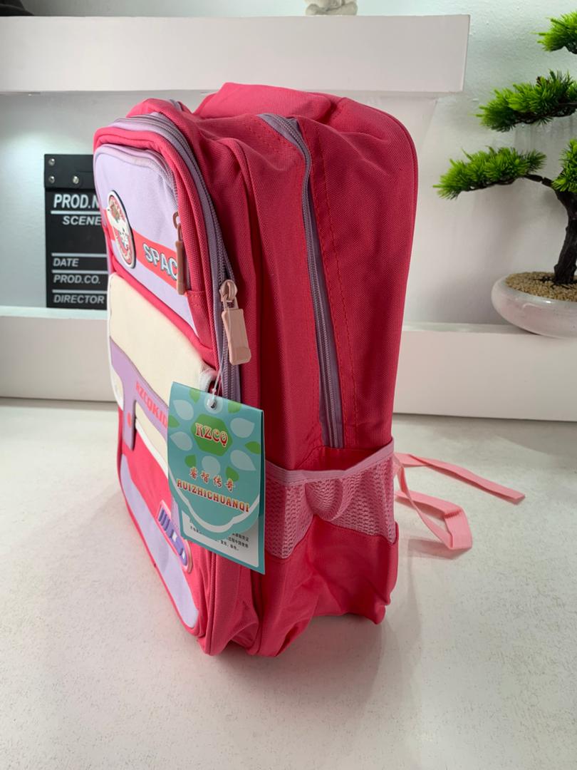 Sac à Dos Enfant Space Design Ludique Multi-Poches Rose – حقيبة مدرسية للأطفال لون وردي تنزوت