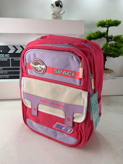 Sac à Dos Enfant Space Design Ludique Multi-Poches Rose – حقيبة مدرسية للأطفال لون وردي تنزوت