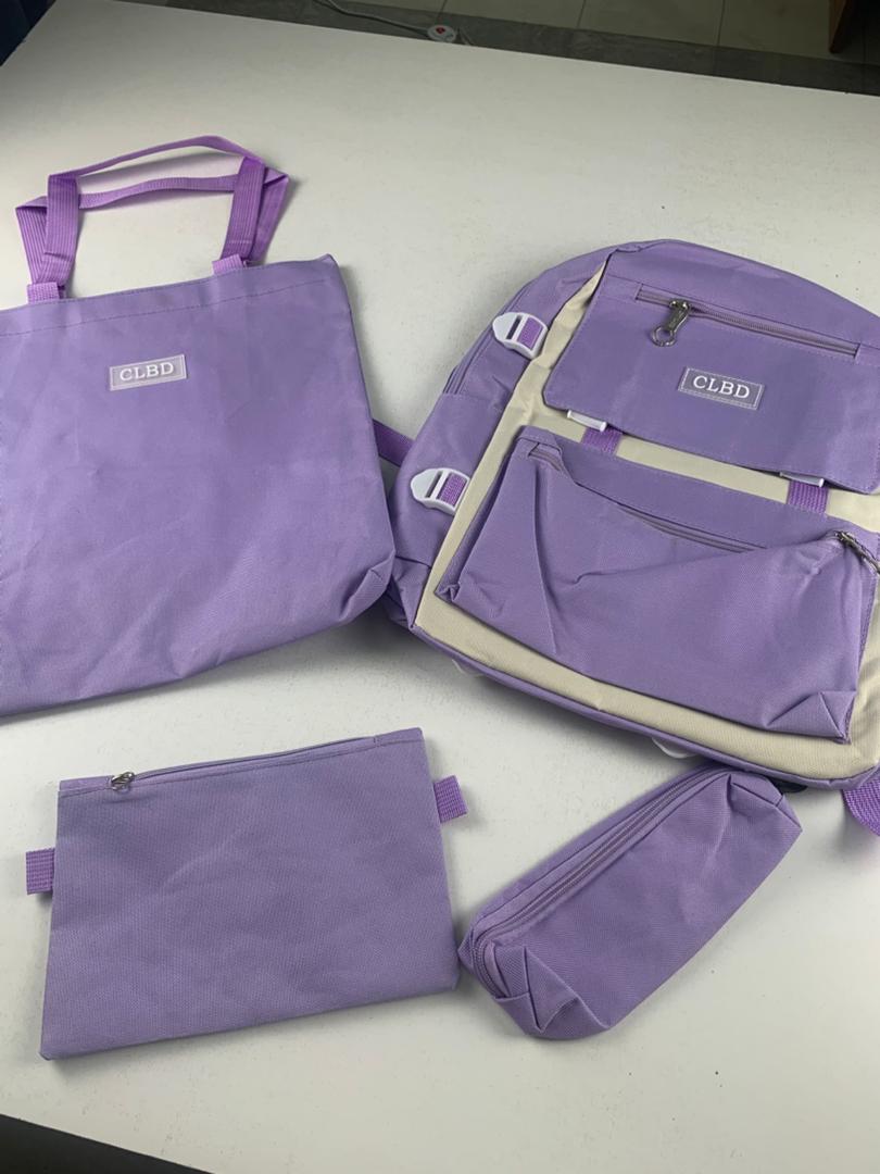 Ensemble de sacs d’école Kawai pour adolescents 4Pcs CLBD V1 Mauve – محفظة 4 قطع كاواي بنفسجي تنزوت
