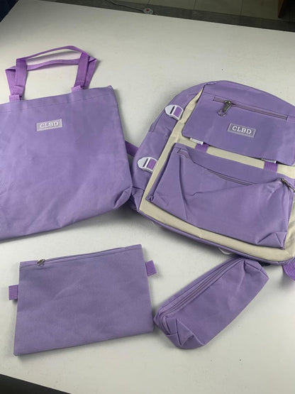 Ensemble de sacs d’école Kawai pour adolescents 4Pcs CLBD V1 Mauve – محفظة 4 قطع كاواي بنفسجي تنزوت