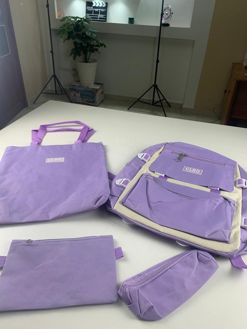 Ensemble de sacs d’école Kawai pour adolescents 4Pcs CLBD V1 Mauve – محفظة 4 قطع كاواي بنفسجي تنزوت