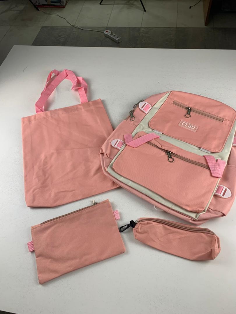 Ensemble de sacs d’école Kawai pour adolescents 4Pcs CLBD V1 Rose – محفظة 4 قطع كاواي وردي تنزوت