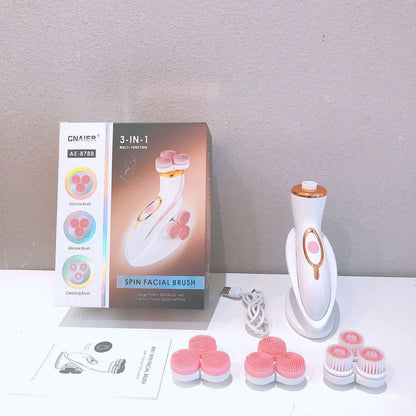 Brosse Nettoyante Électrique Cnaier AE-8788 3 Têtes Rotatives Recharge USB – جهاز تنظيف البشرة بعمق تنزوت