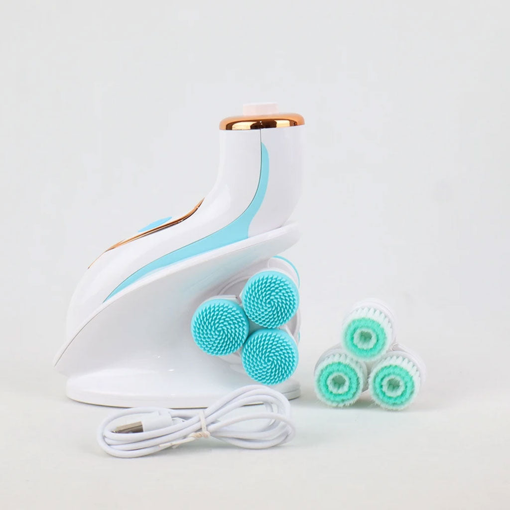 Brosse Nettoyante Électrique Cnaier AE-8788 3 Têtes Rotatives Recharge USB – جهاز تنظيف البشرة بعمق تنزوت