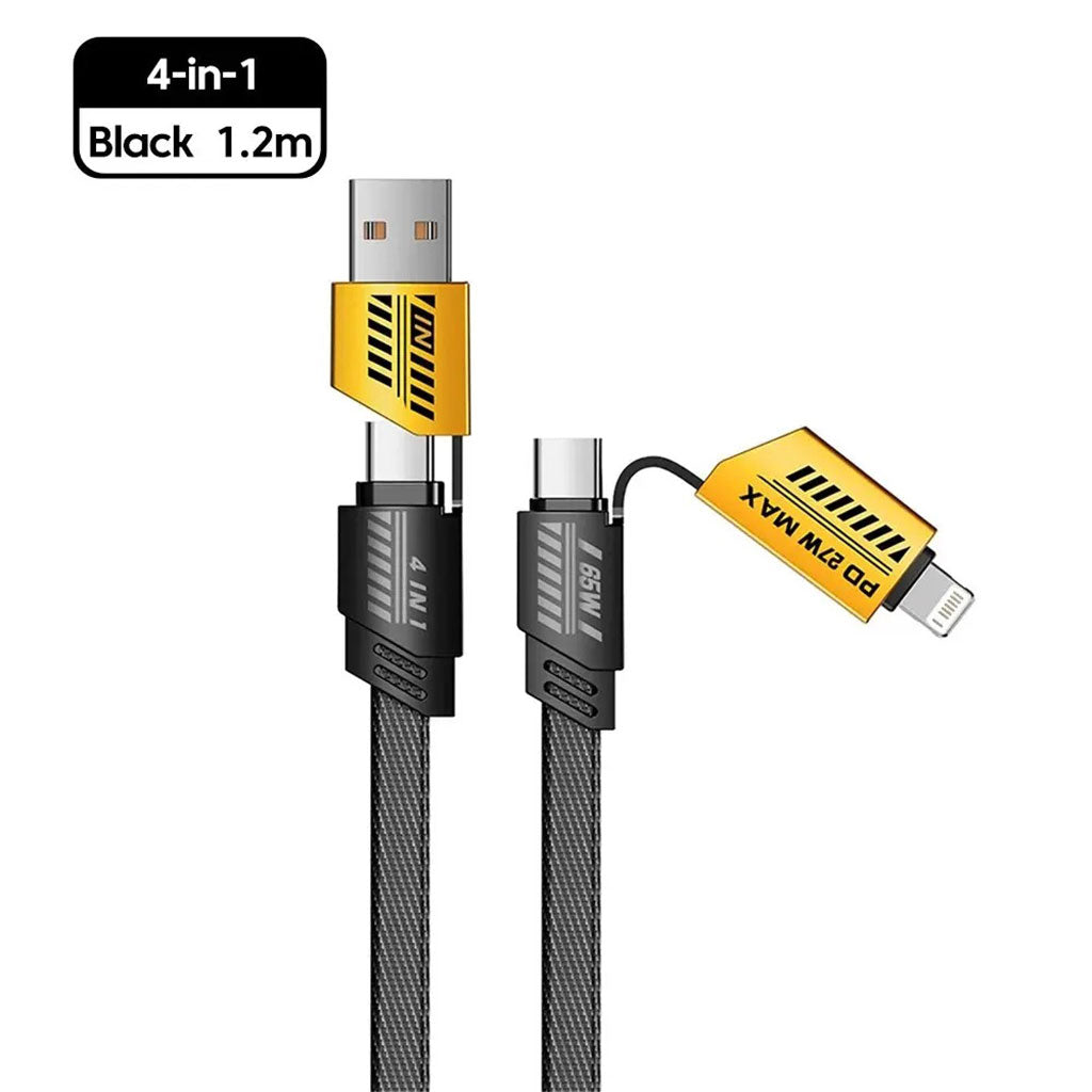 Câble de charge multifonction en nylon tressé durable 4 en 1 à double tête – شاحن سريع ومتين متعدد المنافذ تنزوت