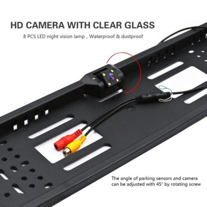 Caméra de recul HD pour voiture, Avec cadre de plaque d'immatriculation Standard , étanche, Vision nocturne, 4 LED - تنزوت