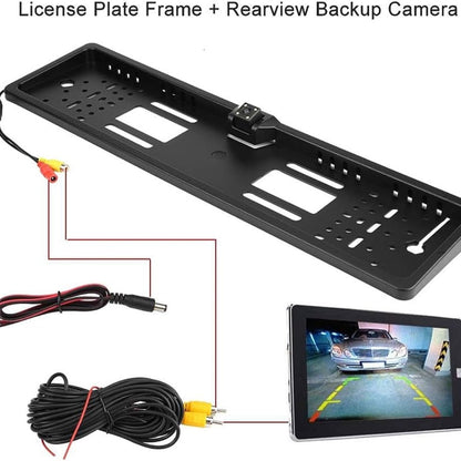 Caméra de recul HD pour voiture, Avec cadre de plaque d'immatriculation Standard , étanche, Vision nocturne, 4 LED - تنزوت
