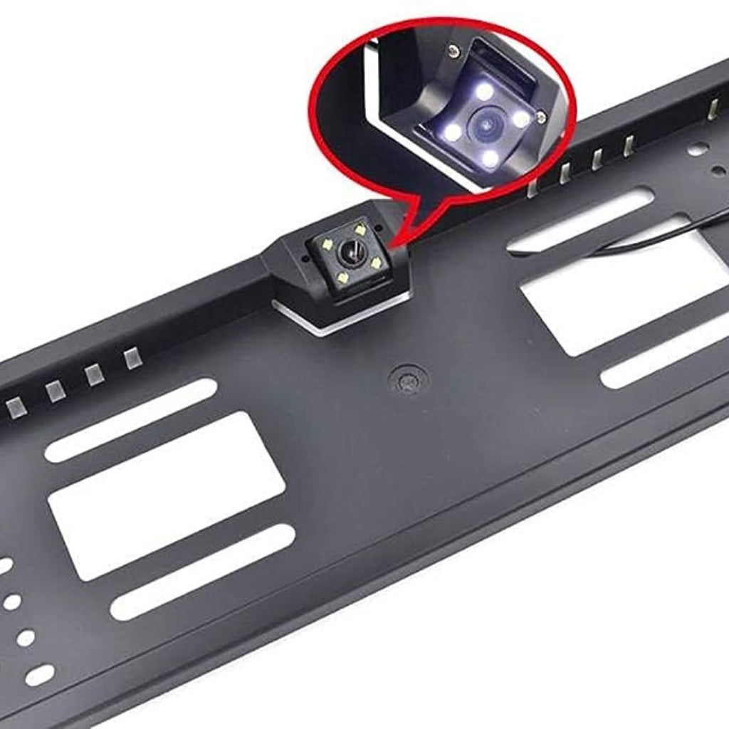 Caméra de recul HD pour voiture, Avec cadre de plaque d'immatriculation Standard , étanche, Vision nocturne, 4 LED - تنزوت