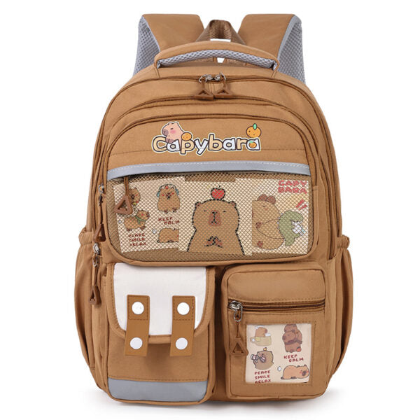 Sac-Dos-Enfant-Kawaii-Capybara-Marron-حقيبة-ظهر-للأطفال-بني.png