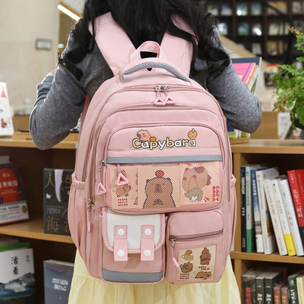 Sac-Dos-Enfant-Kawaii-Capybara-Rose-حقيبة-ظهر-للأطفال-وردي.png
