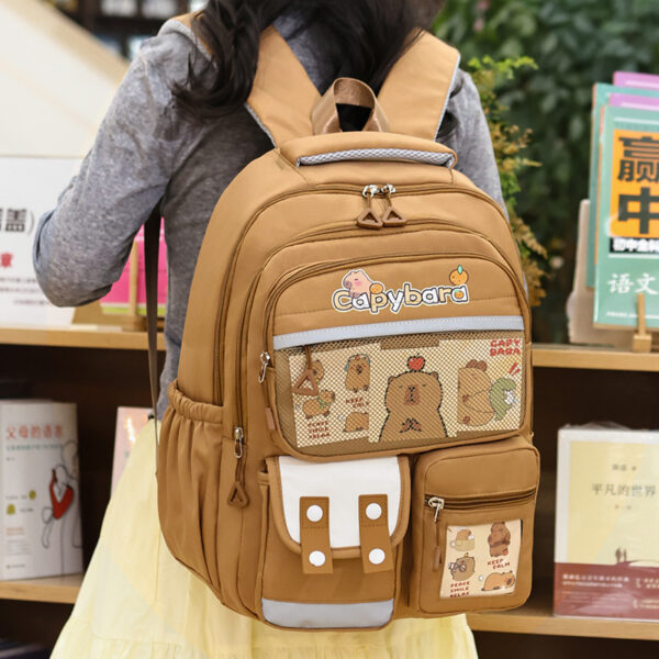 Sac-Dos-Enfant-Kawaii-Capybara-Marron-حقيبة-ظهر-للأطفال-بني.png