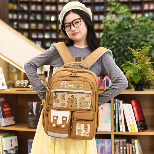 Sac-Dos-Enfant-Kawaii-Capybara-Marron-حقيبة-ظهر-للأطفال-بني.png