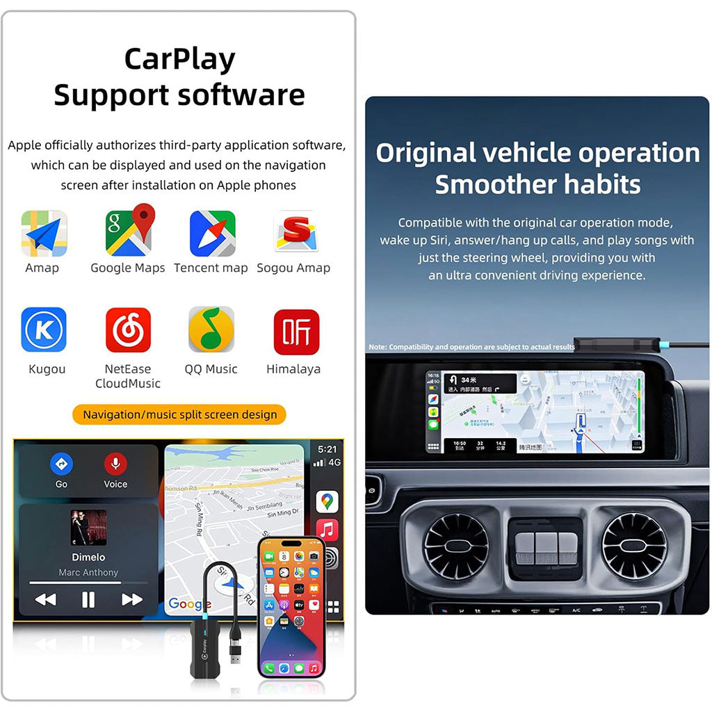 Adaptateur USB CarPlay Sans Fil pour Voitures - جهاز ميديا ذكي للسيارات تنزوت