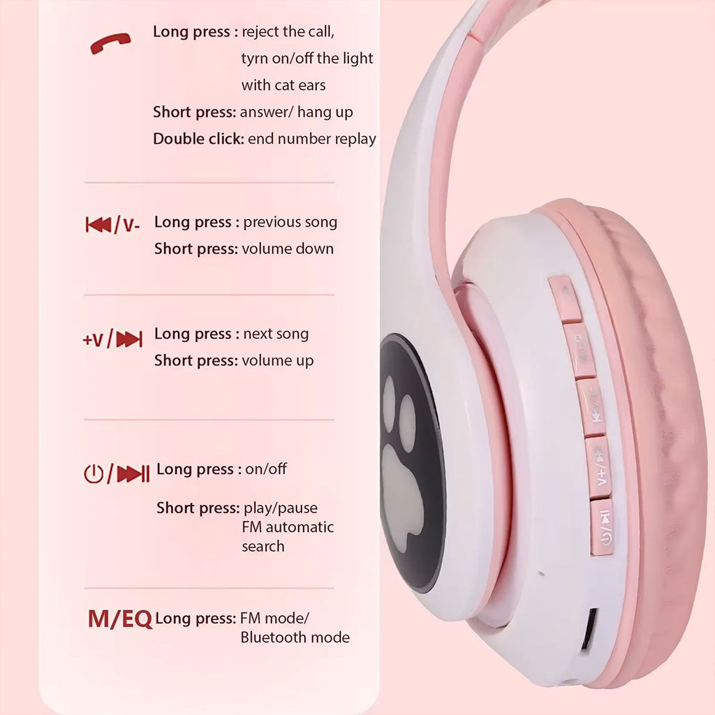 Casque Bluetooth Sans Fil Oreilles de Chat XY-231 - تنزوت