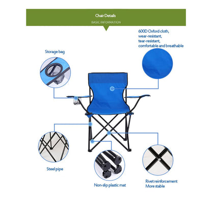 Chaise Pliante Portable avec Accoudoir Porte-Gobelet et Sac de Transport تنزوت