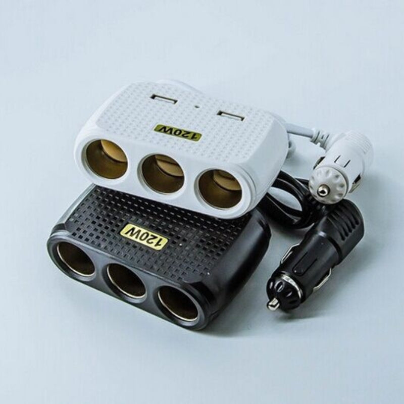 Chargeur de voiture avec 2 USB et 3 allume-cigare 5V تنزوت